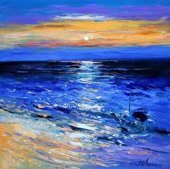 Sunset on the singing sands of Islay 24x24
